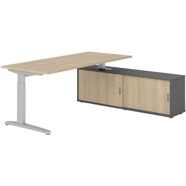 Bureau in hoogte verstelbaar (handmatig) incl. dressoir »Alicante« 180 cm L-onde