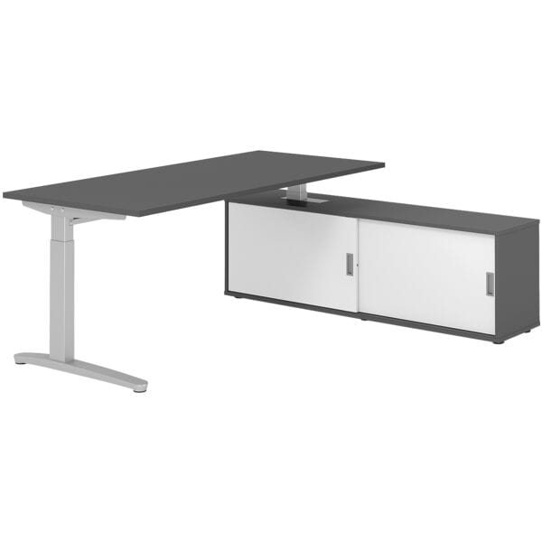 Bureau in hoogte verstelbaar (handmatig) incl. dressoir »Alicante« 180 cm L-onde