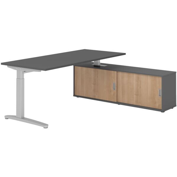 Bureau in hoogte verstelbaar (handmatig) incl. dressoir »Alicante« 180 cm L-onde