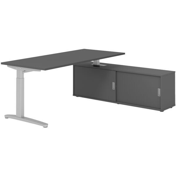 Bureau in hoogte verstelbaar (handmatig) incl. dressoir »Alicante« 180 cm L-onde