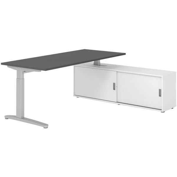 Bureau in hoogte verstelbaar (handmatig) incl. dressoir »Alicante« 180 cm L-onde