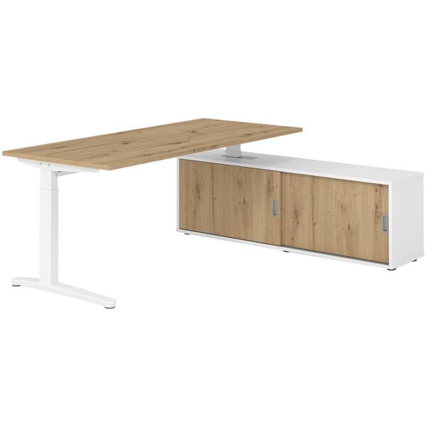 Bureau in hoogte verstelbaar (handmatig) incl. dressoir »Alicante« 180 cm L-onde