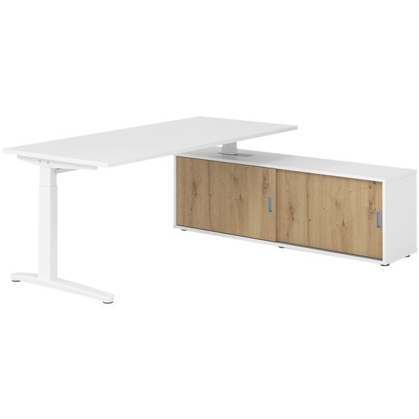 Bureau in hoogte verstelbaar (handmatig) incl. dressoir »Alicante« 180 cm L-onde