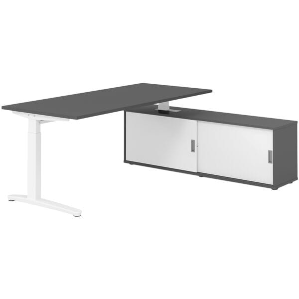 Bureau in hoogte verstelbaar (handmatig) incl. dressoir »Alicante« 180 cm L-onde