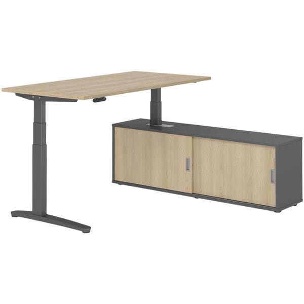 Bureau in hoogte verstelbaar (elektrisch) incl. dressoir »Alicante« 160 cm L-ond