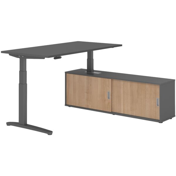 Bureau in hoogte verstelbaar (elektrisch) incl. dressoir »Alicante« 160 cm L-ond