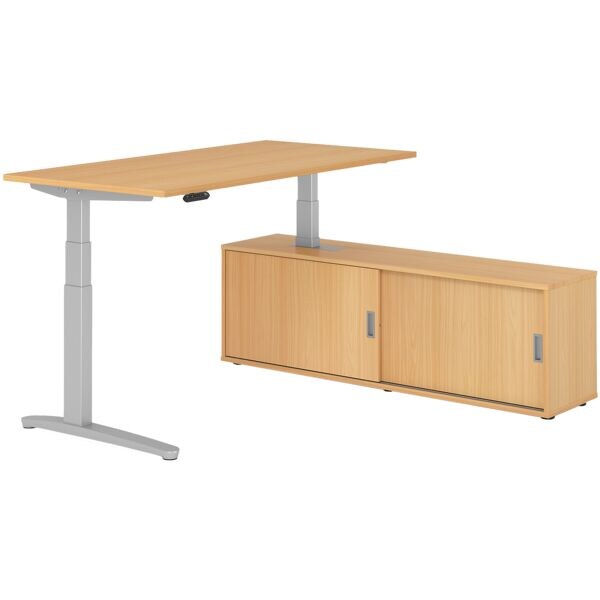 Bureau in hoogte verstelbaar (elektrisch) incl. dressoir »Alicante« 160 cm L-ond