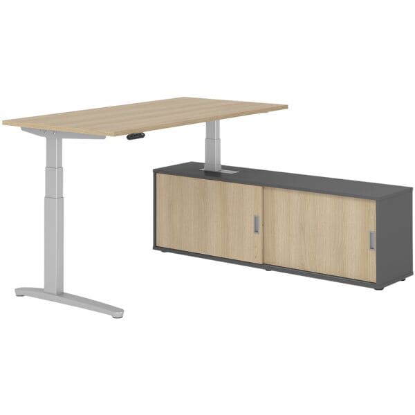 Bureau in hoogte verstelbaar (elektrisch) incl. dressoir »Alicante« 160 cm L-ond