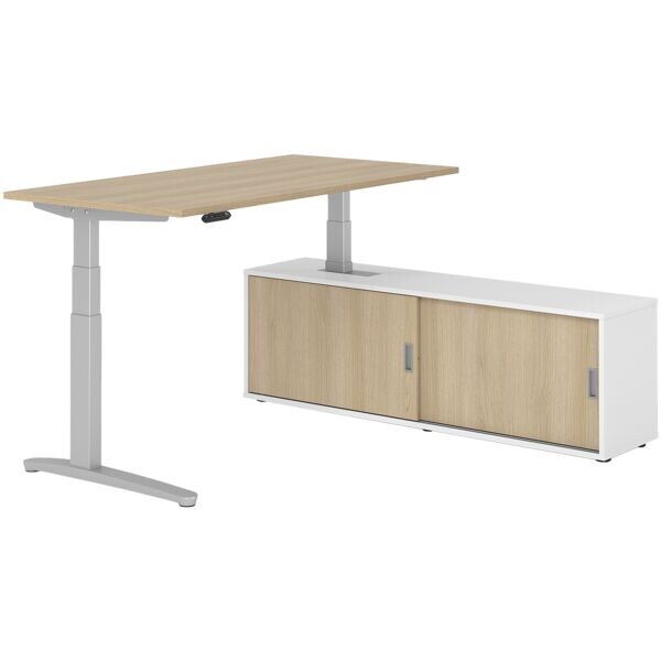 Bureau in hoogte verstelbaar (elektrisch) incl. dressoir »Alicante« 160 cm L-ond