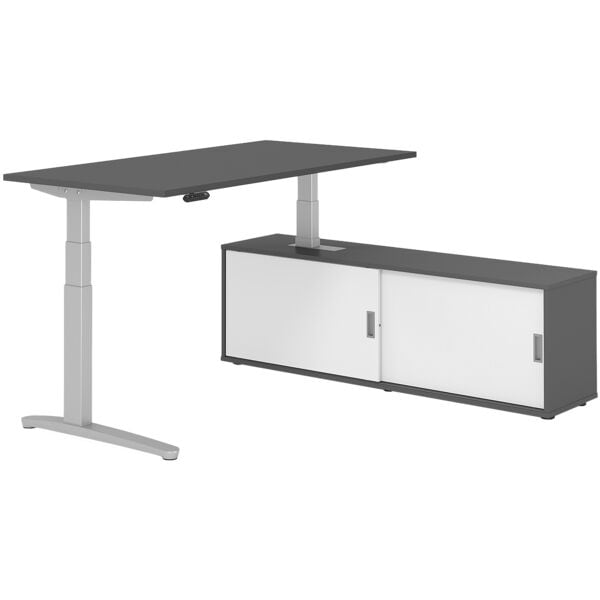 Bureau in hoogte verstelbaar (elektrisch) incl. dressoir »Alicante« 160 cm L-ond