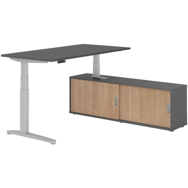 Bureau in hoogte verstelbaar (elektrisch) incl. dressoir »Alicante« 160 cm L-ond