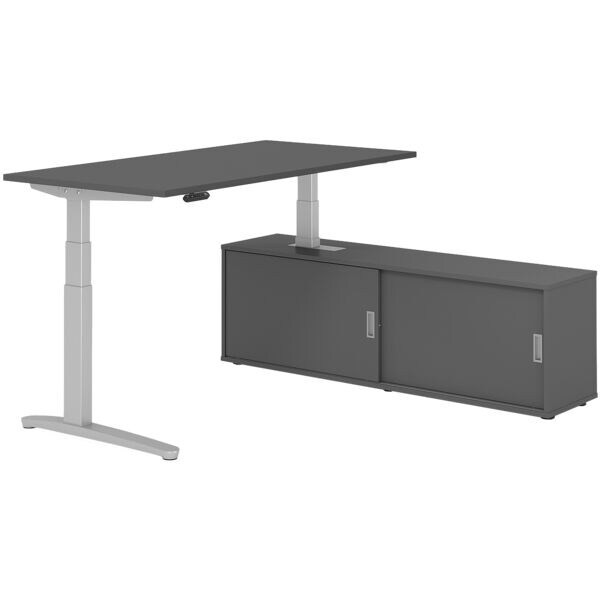 Bureau in hoogte verstelbaar (elektrisch) incl. dressoir »Alicante« 160 cm L-ond
