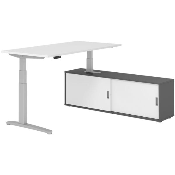 Bureau in hoogte verstelbaar (elektrisch) incl. dressoir »Alicante« 160 cm L-ond