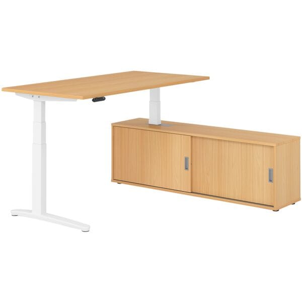 Bureau in hoogte verstelbaar (elektrisch) incl. dressoir »Alicante« 160 cm L-on