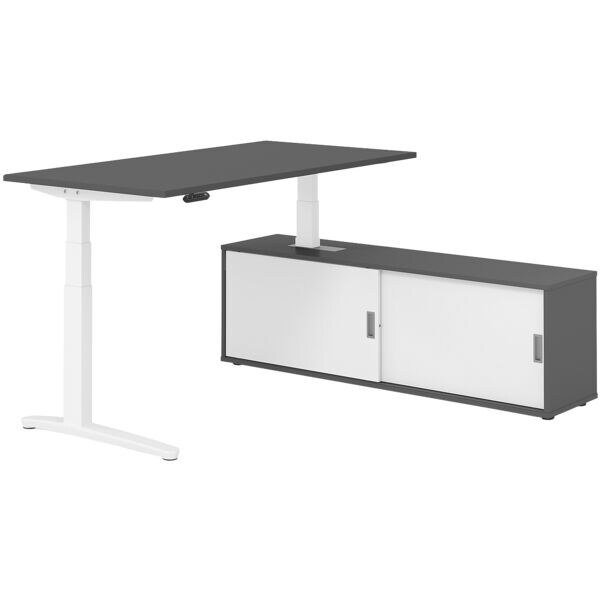 Bureau in hoogte verstelbaar (elektrisch) incl. dressoir »Alicante« 160 cm L-on