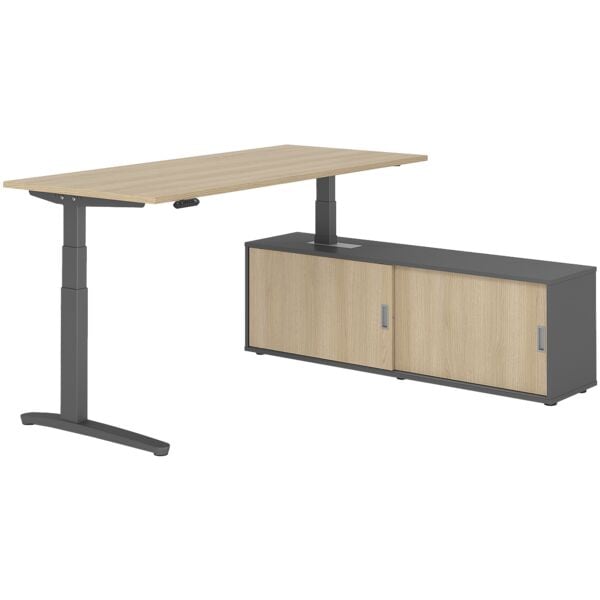 Bureau in hoogte verstelbaar (elektrisch) incl. dressoir »Alicante« 180 cm L-ond