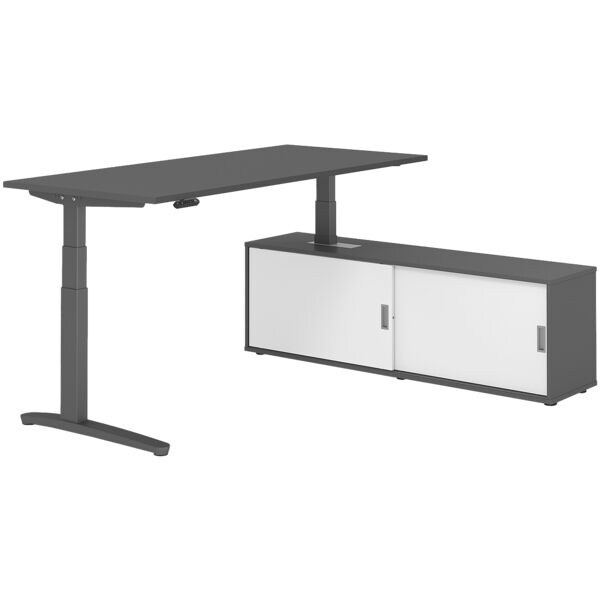 Bureau in hoogte verstelbaar (elektrisch) incl. dressoir »Alicante« 180 cm L-ond
