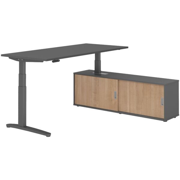 Bureau in hoogte verstelbaar (elektrisch) incl. dressoir »Alicante« 180 cm L-ond