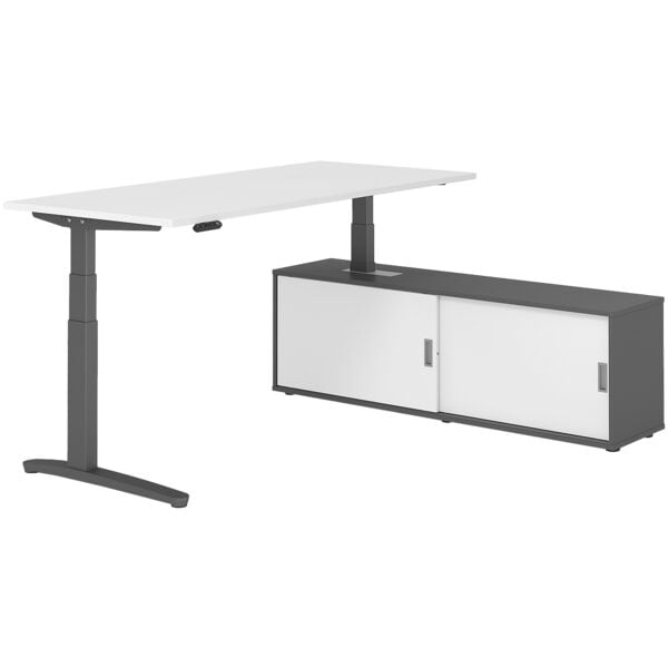 Bureau in hoogte verstelbaar (elektrisch) incl. dressoir »Alicante« 180 cm L-ond