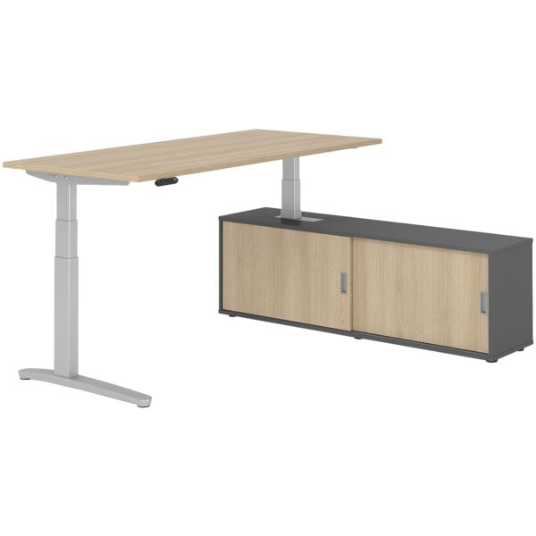Bureau in hoogte verstelbaar (elektrisch) incl. dressoir »Alicante« 180 cm L-ond