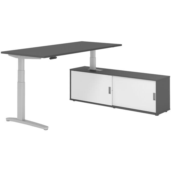 Bureau in hoogte verstelbaar (elektrisch) incl. dressoir »Alicante« 180 cm L-ond