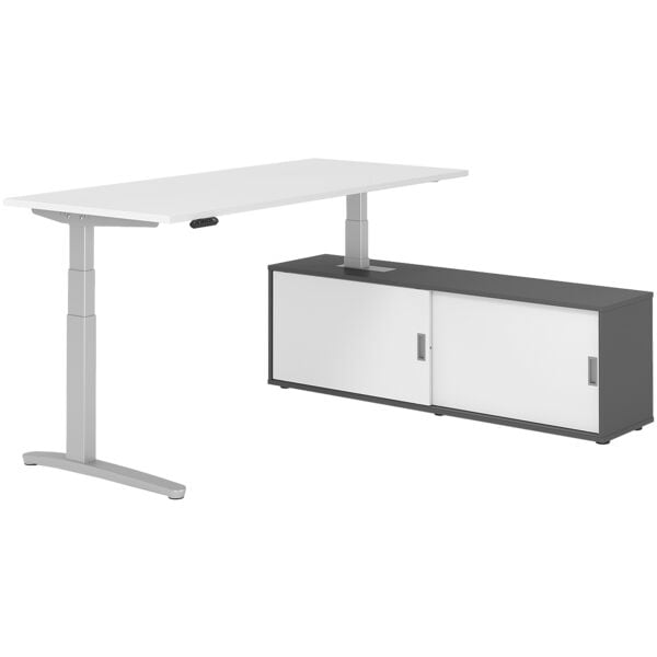 Bureau in hoogte verstelbaar (elektrisch) incl. dressoir »Alicante« 180 cm L-ond