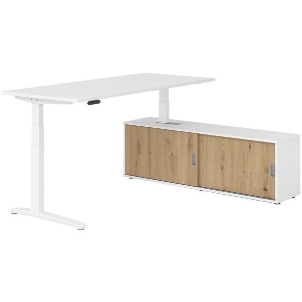 Bureau in hoogte verstelbaar (elektrisch) incl. dressoir »Alicante« 180 cm L-ond