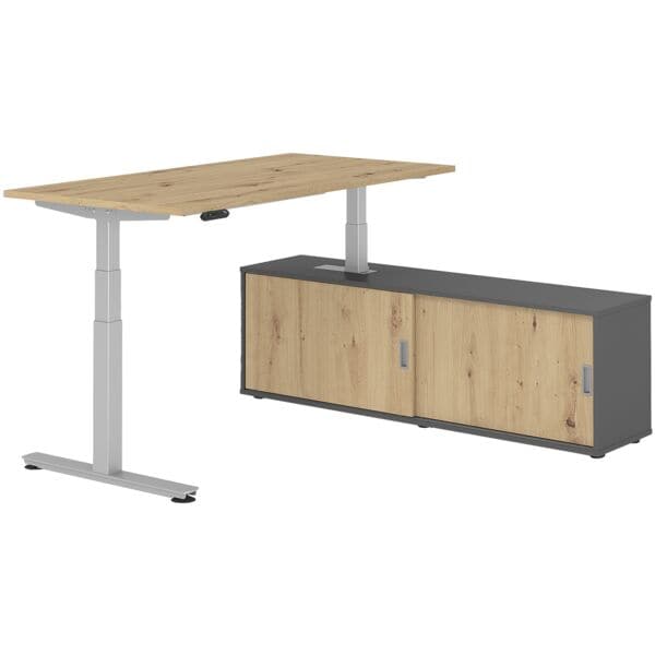 Bureau in hoogte verstelbaar (elektrisch) incl. dressoir »Alicante« 160 cm T-ond