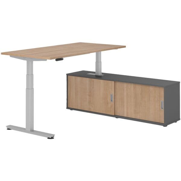 Bureau in hoogte verstelbaar (elektrisch) incl. dressoir »Alicante« 160 cm T-ond