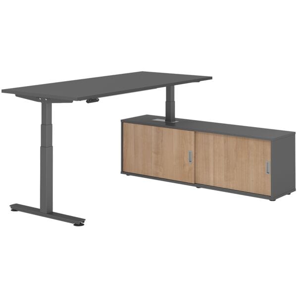 Bureau in hoogte verstelbaar (elektrisch) incl. dressoir »Alicante« 180 cm T-ond