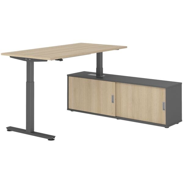 Bureau in hoogte verstelbaar (elektrisch) incl. dressoir »Alicante« 160 cm T-ond