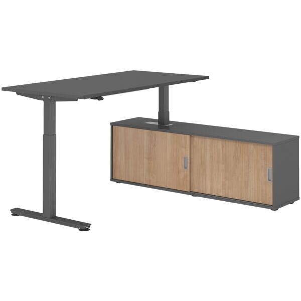 Bureau in hoogte verstelbaar (elektrisch) incl. dressoir »Alicante« 160 cm T-ond