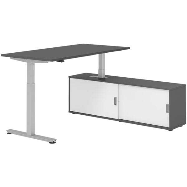 Bureau in hoogte verstelbaar (elektrisch) incl. dressoir »Alicante« 160 cm T-ond