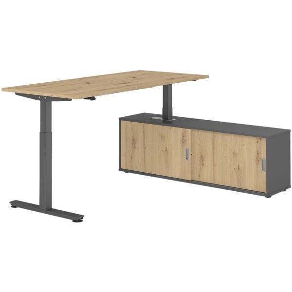 Bureau in hoogte verstelbaar (elektrisch) incl. dressoir »Alicante« 180 cm T-ond