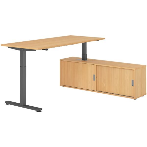 Bureau in hoogte verstelbaar (elektrisch) incl. dressoir »Alicante« 180 cm T-ond