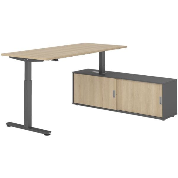 Bureau in hoogte verstelbaar (elektrisch) incl. dressoir »Alicante« 180 cm T-ond
