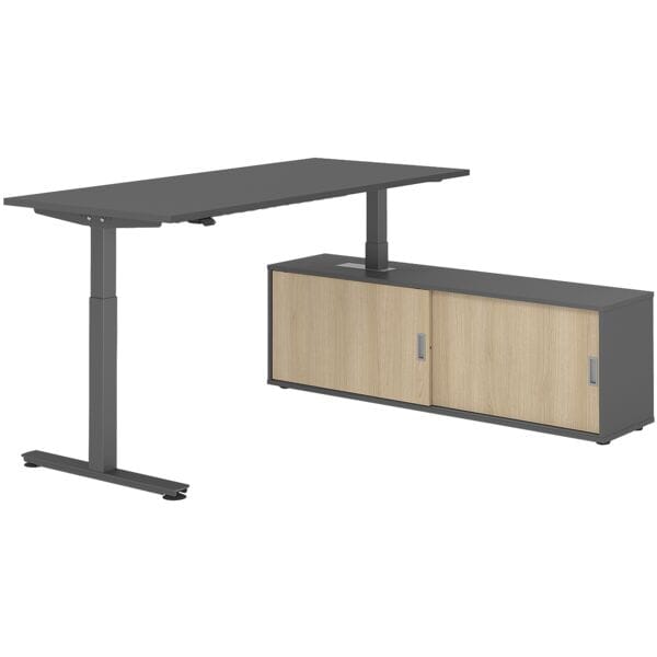 Bureau in hoogte verstelbaar (elektrisch) incl. dressoir »Alicante« 180 cm T-ond