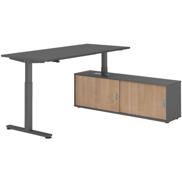 Bureau in hoogte verstelbaar (elektrisch) incl. dressoir »Alicante« 180 cm T-ond