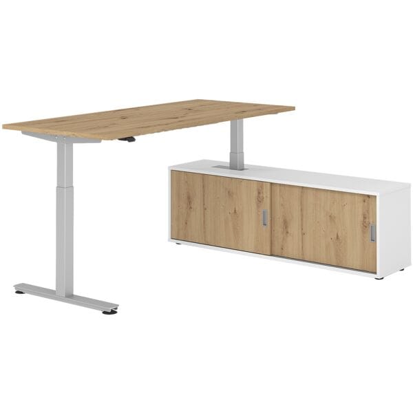 Bureau in hoogte verstelbaar (elektrisch) incl. dressoir »Alicante« 180 cm T-ond