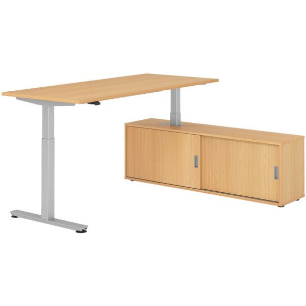 Bureau in hoogte verstelbaar (elektrisch) incl. dressoir »Alicante« 180 cm T-ond