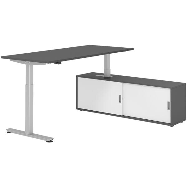 Bureau in hoogte verstelbaar (elektrisch) incl. dressoir »Alicante« 180 cm T-ond