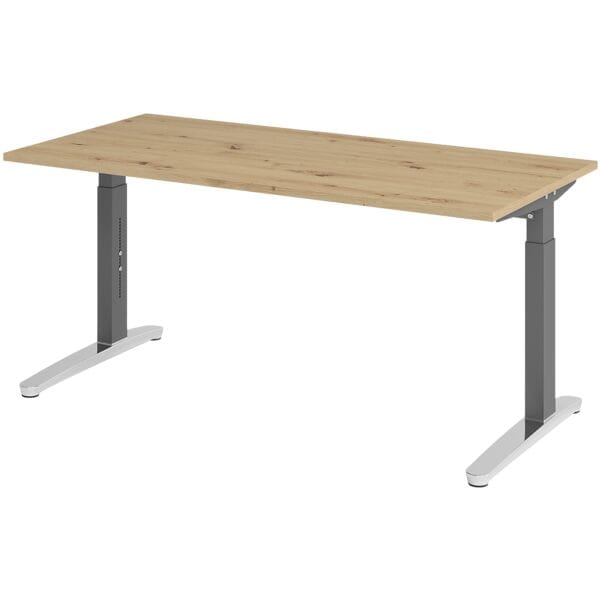 Bureau in hoogte verstelbaar (handmatig) »Alicante« 160 cm onderstel grafietkleu