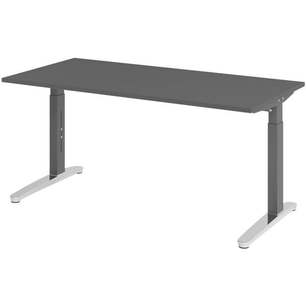 Bureau in hoogte verstelbaar (handmatig) »Alicante« 160 cm onderstel grafietkleu