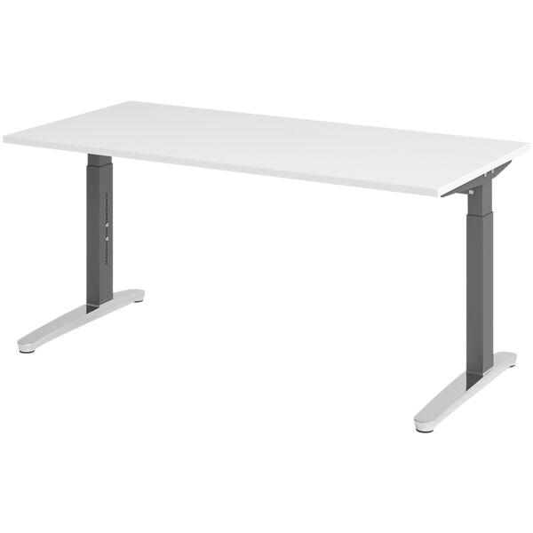 Bureau in hoogte verstelbaar (handmatig) »Alicante« 160 cm onderstel grafietkleu