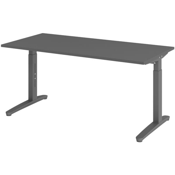 Bureau in hoogte verstelbaar (handmatig) »Alicante« 160 cm onderstel grafietkleu