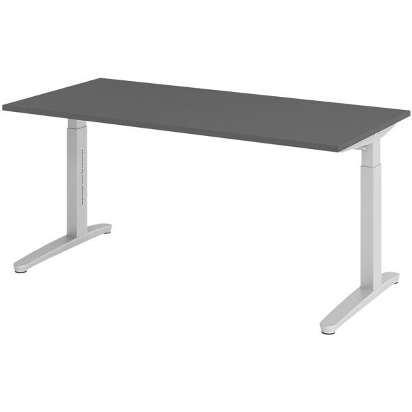 Bureau in hoogte verstelbaar (handmatig) »Alicante« 160 cm onderstel zilverkleur
