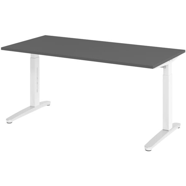 Bureau in hoogte verstelbaar (handmatig) »Alicante« 160 cm onderstel wit gepolij