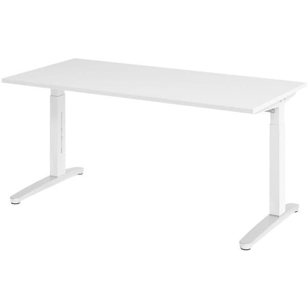 Bureau in hoogte verstelbaar (handmatig) »Alicante« 160 cm onderstel wit gepolij