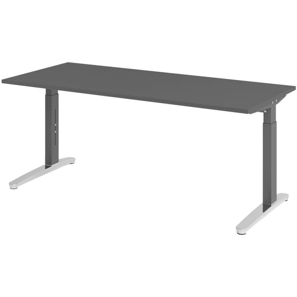 Bureau in hoogte verstelbaar (handmatig) »Alicante« 180 cm onderstel grafietkleu