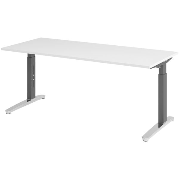 Bureau in hoogte verstelbaar (handmatig) »Alicante« 180 cm onderstel grafietkleu